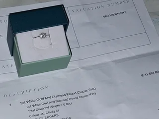 9ct white gold and diamond round cluster ring