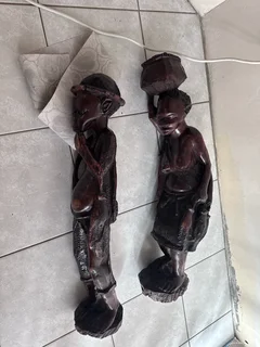 Hand-Carved African Wooden Figurines – Male &amp; Female (Set)