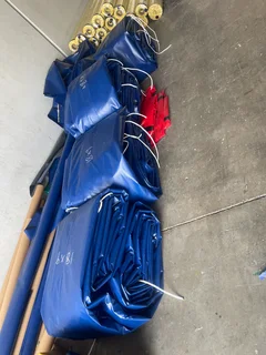 9m x 9m heavy duty (700gsm) pvc truck covers/tarpaulins and cargo nets for superlink and tri-axle