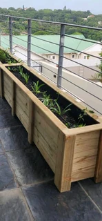 Planter boxes and bamboo wood fencing