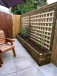 Planter boxes and bamboo wood fencing