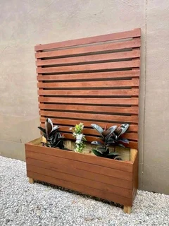 Planter boxes and bamboo wood fencing