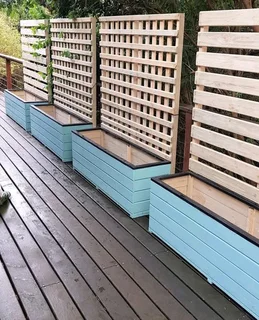 Planter boxes and wood fencing