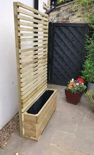 Planter boxes and wood fencing
