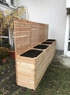 Planter boxes and wood fencing