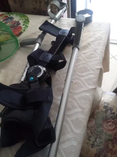 Knee brace and crutches