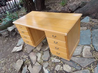Yellow wood study desk