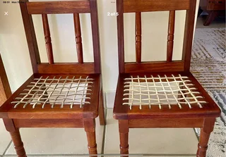 Antique miniature Riempie chairs x 2