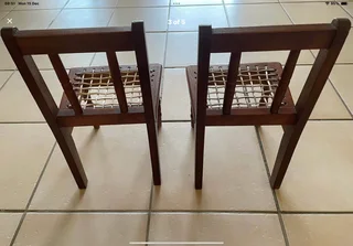 Antique miniature Riempie chairs x 2