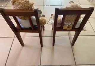 Antique miniature Riempie chairs x 2