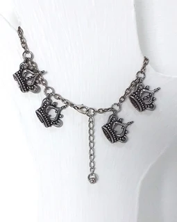 Tibetan Silver Crowns and Silver Toned Metal Anklet