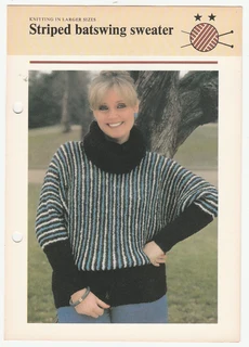 Womans Striped Batwing Sweater - Knitting Pattern - Crafts