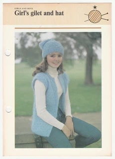 Girl's Gilet and Hat - Knitting Pattern - Crafts