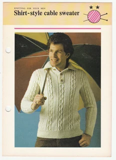 Mans Shirt-Style Cable Sweater - Knitting Pattern - Crafts
