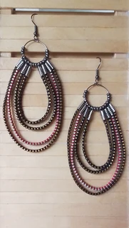 Hooped shaped Zipper Dangle Earrings