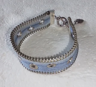 YKK Light Blue Eyelet and Zipper Bracelet