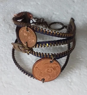 YKK Zipper and South African Coin Bracelet