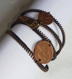 YKK Zipper and South African Coin Bracelet