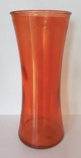 Vintage Tall Orange Hour Glass Shaped Spray Glass Vase