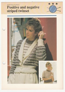 Women's Positive and Negative Striped Twinset - Knitting Pattern - Crafts
