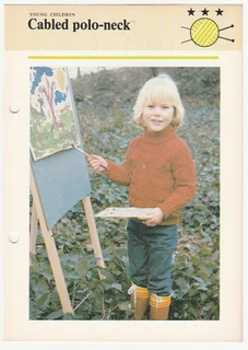 Children's Cabled Polo-Neck - Knitting Pattern - Crafts