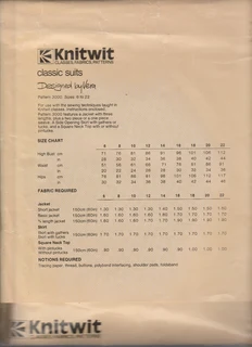 KNITWIT Pattern 3000 - Classic Suits - Sewing Pattern - Crafts