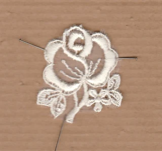 Vintage Embroidered Cream (Off White) Rose Lace Motif - Sewing - Crafts