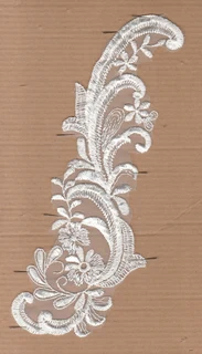 Vintage Cream Embroidered Lace Motif - (2 are available) - Sewing - Crafts