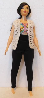 Curvy Barbie Doll - Fashion Dolls Top, Crochet cotton Gilet / Waistcoat and Leggings