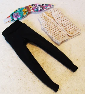 Curvy Barbie Doll - Fashion Dolls Top, Crochet cotton Gilet / Waistcoat and Leggings