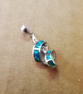 Opal and White Topaz Silver Pendant and Silver Rolo Chain Necklace