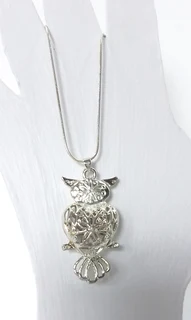Silver Owl Pendant and Snake Chain Necklace