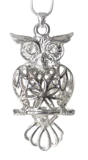Silver Owl Pendant and Snake Chain Necklace