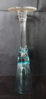 Vintage Tall Blue Tinted Fluted Shaped Glass Vase
