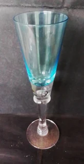 Vintage Tall Blue Tinted Fluted Shaped Glass Vase