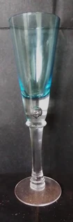 Vintage Tall Blue Tinted Fluted Shaped Glass Vase