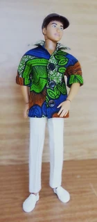 Ken Barbie Male Fashion Dolls Clothes - Cotton Shirt, Denim Long Pants,   Genuine Leather Peak Cap