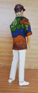 Ken Barbie Male Fashion Dolls Clothes - Cotton Shirt, Denim Long Pants,   Genuine Leather Peak Cap