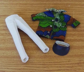 Ken Barbie Male Fashion Dolls Clothes - Cotton Shirt, Denim Long Pants,   Genuine Leather Peak Cap