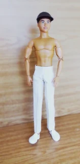 Ken Barbie Male Fashion Dolls Clothes - Cotton Shirt, Denim Long Pants,   Genuine Leather Peak Cap