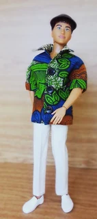 Ken Barbie Male Fashion Dolls Clothes - Cotton Shirt, Denim Long Pants,   Genuine Leather Peak Cap