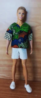 Ken Barbie Male Fashion Dolls Clothes - Cotton Shirt and Denim Shorts