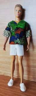 Ken Barbie Male Fashion Dolls Clothes - Cotton Shirt and Denim Shorts