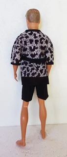 Ken Barbie Male Fashion Dolls Clothes - Animal Print Cotton Robe and Satin Boxer Shorts