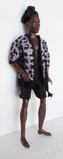 Ken Barbie Male Fashion Dolls Clothes - Animal Print Cotton Robe and Satin Boxer Shorts