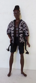 Ken Barbie Male Fashion Dolls Clothes - Animal Print Cotton Robe and Satin Boxer Shorts