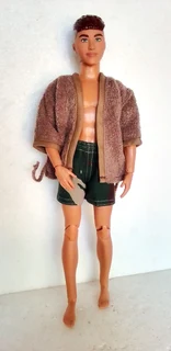 Ken Barbie Male Fashion Dolls Clothes - Short Toweling Robe and Cotton / Flannel Camo Boxer Shorts