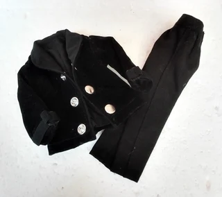 Ken Barbie Male Fashion Dolls Clothes - Lined Velvet Jacket, Waistcoat, Cotton Shirt , Long Pants