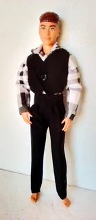 Ken Barbie Male Fashion Dolls Clothes - Lined Velvet Jacket, Waistcoat, Cotton Shirt , Long Pants