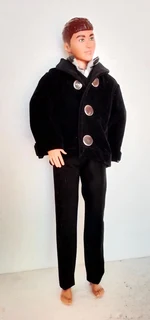 Ken Barbie Male Fashion Dolls Clothes - Lined Velvet Jacket, Waistcoat, Cotton Shirt , Long Pants